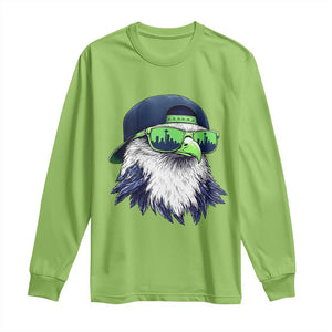Vintage Hawk Graphic with Seattle Skyline Sunglasses Game Day Long Sleeve Shirt TS11 Lime Print Your Wear