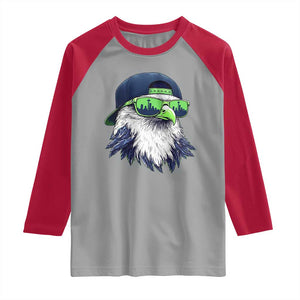 Vintage Hawk Graphic with Seattle Skyline Sunglasses Game Day Raglan Shirt TS11 Sport Gray Red Print Your Wear