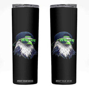 Vintage Hawk Graphic with Seattle Skyline Sunglasses Game Day Skinny Tumbler TS11 Black Print Your Wear