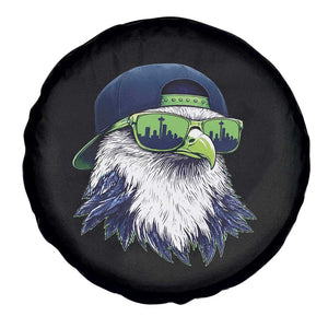 Vintage Hawk Graphic with Seattle Skyline Sunglasses Game Day Spare Tire Cover TS11 Print Your Wear