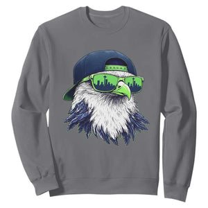 Vintage Hawk Graphic with Seattle Skyline Sunglasses Game Day Sweatshirt TS11 Charcoal Print Your Wear