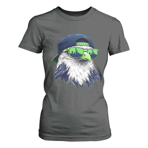 Vintage Hawk Graphic with Seattle Skyline Sunglasses Game Day T Shirt For Women TS11 Dark Heather Print Your Wear