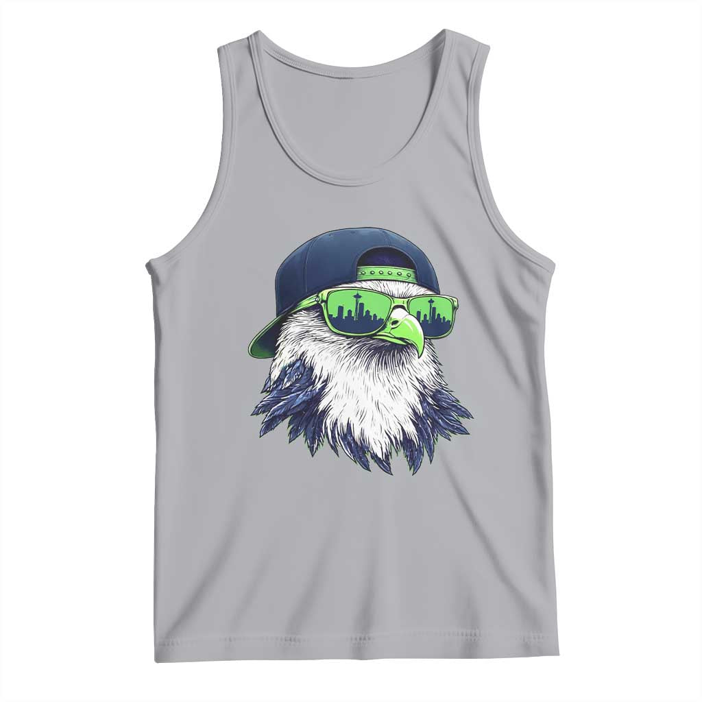 Vintage Hawk Graphic with Seattle Skyline Sunglasses Game Day Tank Top TS11 Athletic Heather Print Your Wear