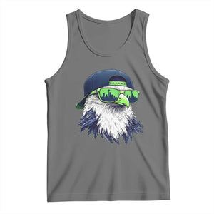 Vintage Hawk Graphic with Seattle Skyline Sunglasses Game Day Tank Top TS11 Black Heather Print Your Wear