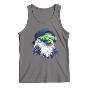 Vintage Hawk Graphic with Seattle Skyline Sunglasses Game Day Tank Top TS11 Deep Heather Print Your Wear