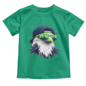 Vintage Hawk Graphic with Seattle Skyline Sunglasses Game Day Toddler T Shirt TS11 Irish Green Print Your Wear