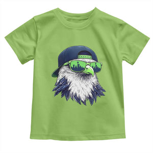 Vintage Hawk Graphic with Seattle Skyline Sunglasses Game Day Toddler T Shirt TS11 Lime Print Your Wear