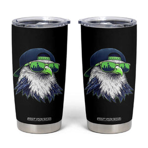 Vintage Hawk Graphic with Seattle Skyline Sunglasses Game Day Tumbler Cup TS11 Black Print Your Wear