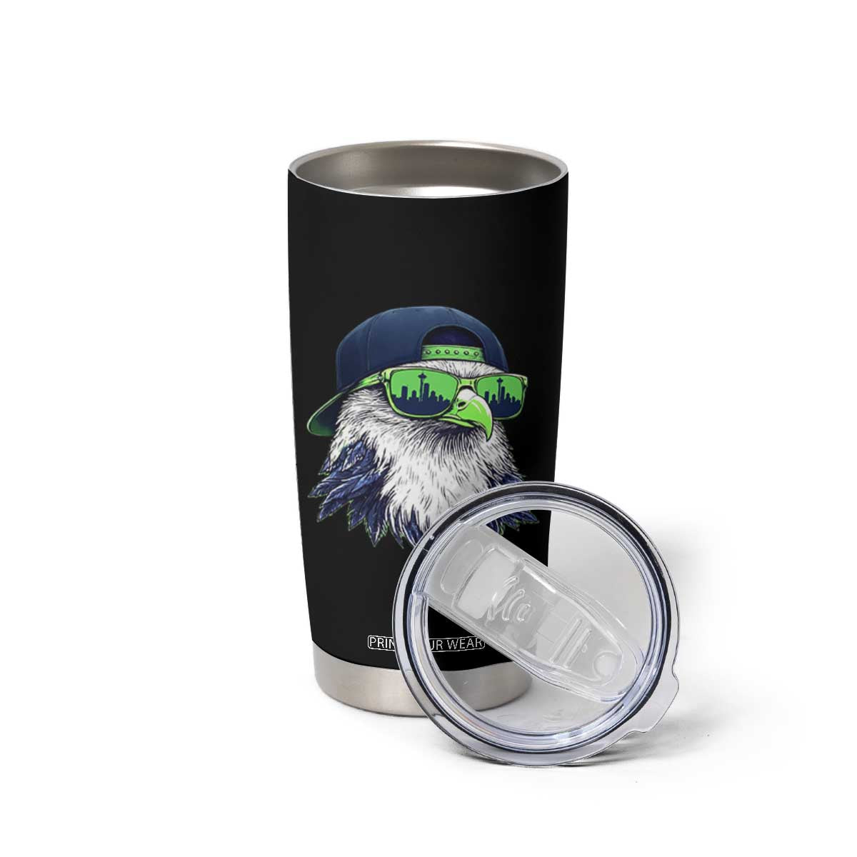 Vintage Hawk Graphic with Seattle Skyline Sunglasses Game Day Tumbler Cup TS11 Print Your Wear