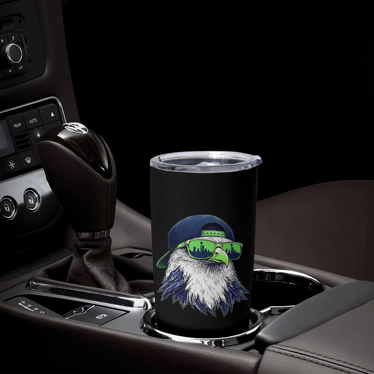 Vintage Hawk Graphic with Seattle Skyline Sunglasses Game Day Tumbler Cup TS11 Print Your Wear