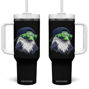 Vintage Hawk Graphic with Seattle Skyline Sunglasses Game Day Tumbler With Handle TS11 One Size: 40 oz Black Print Your Wear