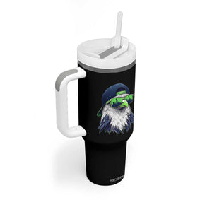 Vintage Hawk Graphic with Seattle Skyline Sunglasses Game Day Tumbler With Handle TS11 Print Your Wear