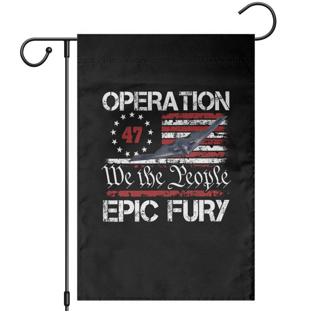 Operation Epic Fury Garden Flag Military Bomber Stealth Jet Vintage American Flag TS11 Black Print Your Wear