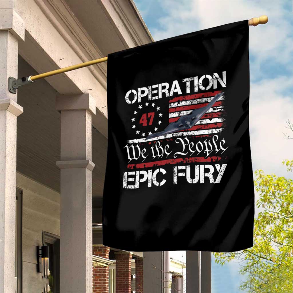 Operation Epic Fury Garden Flag Military Bomber Stealth Jet Vintage American Flag TS11 Print Your Wear