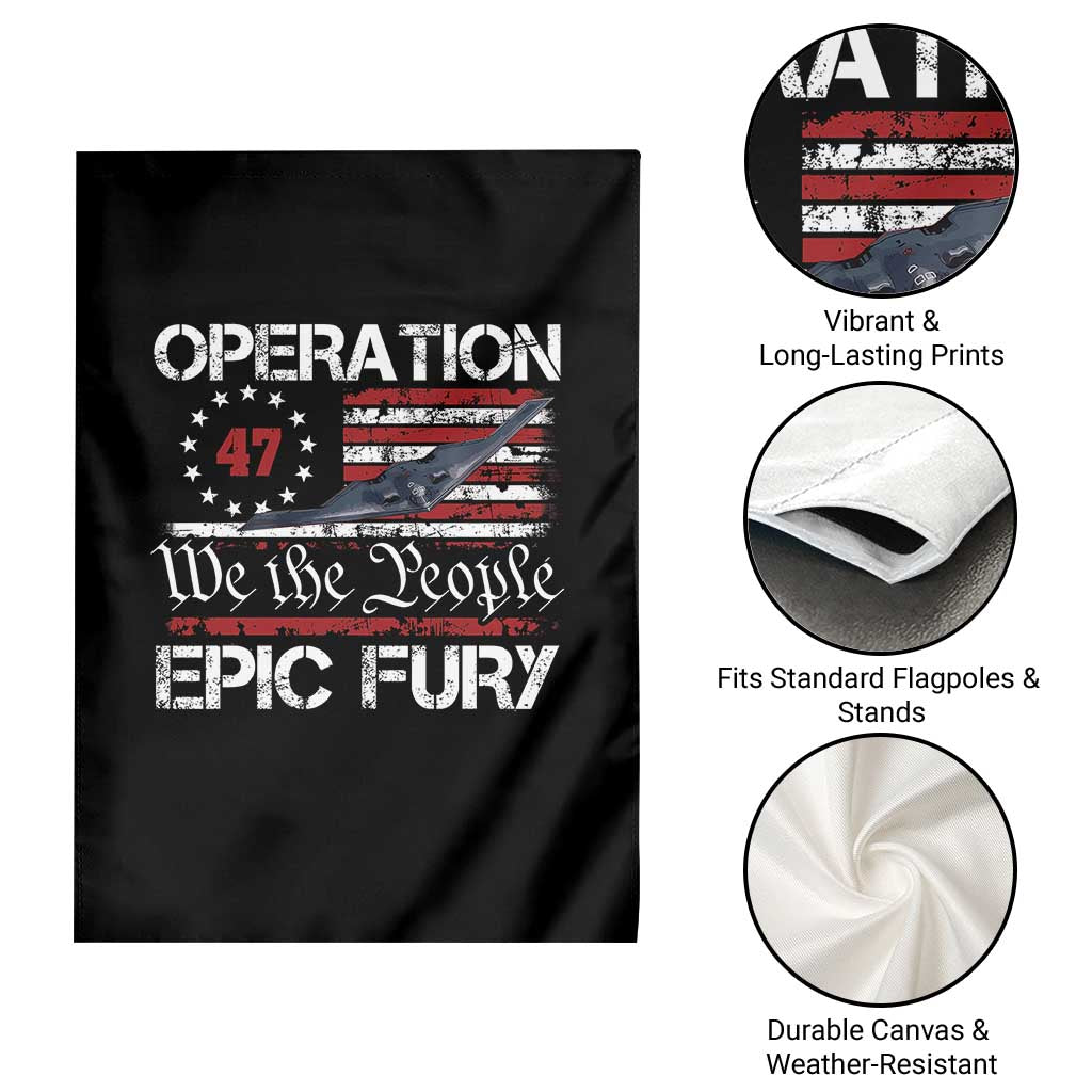 Operation Epic Fury Garden Flag Military Bomber Stealth Jet Vintage American Flag TS11 Print Your Wear