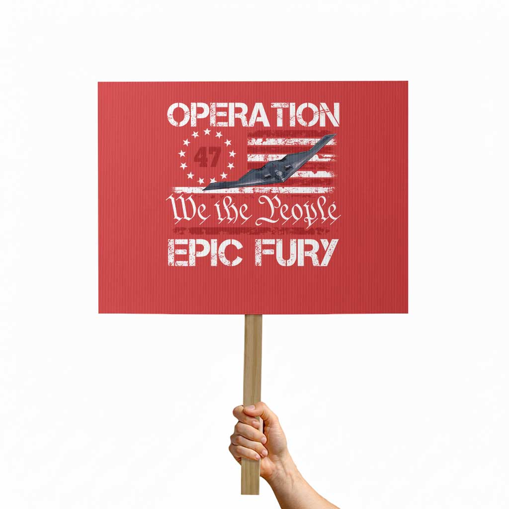 Operation Epic Fury Protest Sign Military Bomber Stealth Jet Vintage American Flag TS11 Horizontal 18