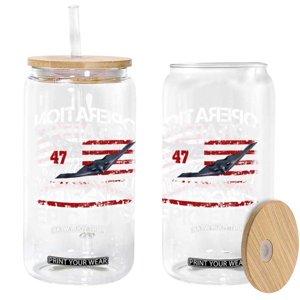 Operation Epic Fury Glass Can Military Bomber Stealth Jet Vintage American Flag TS11 Print Your Wear