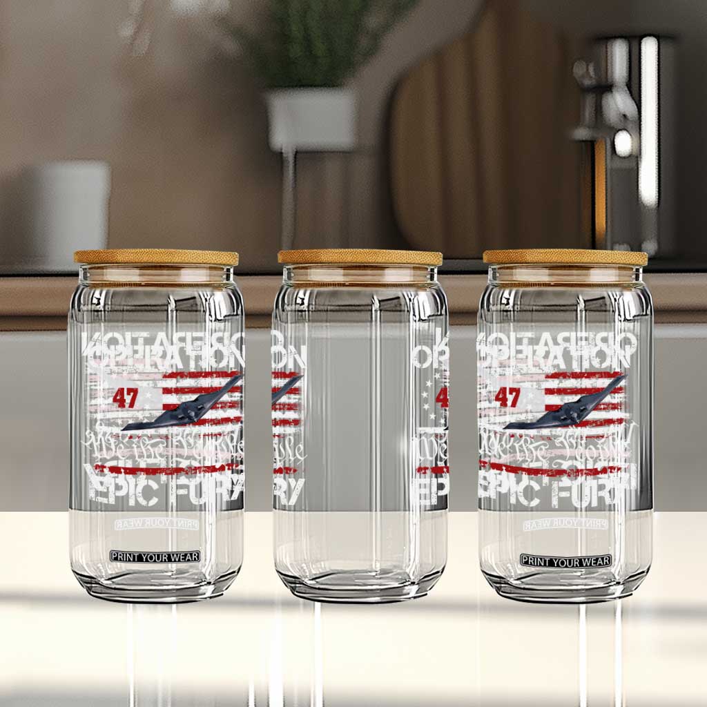 Operation Epic Fury Glass Can Military Bomber Stealth Jet Vintage American Flag TS11 Print Your Wear