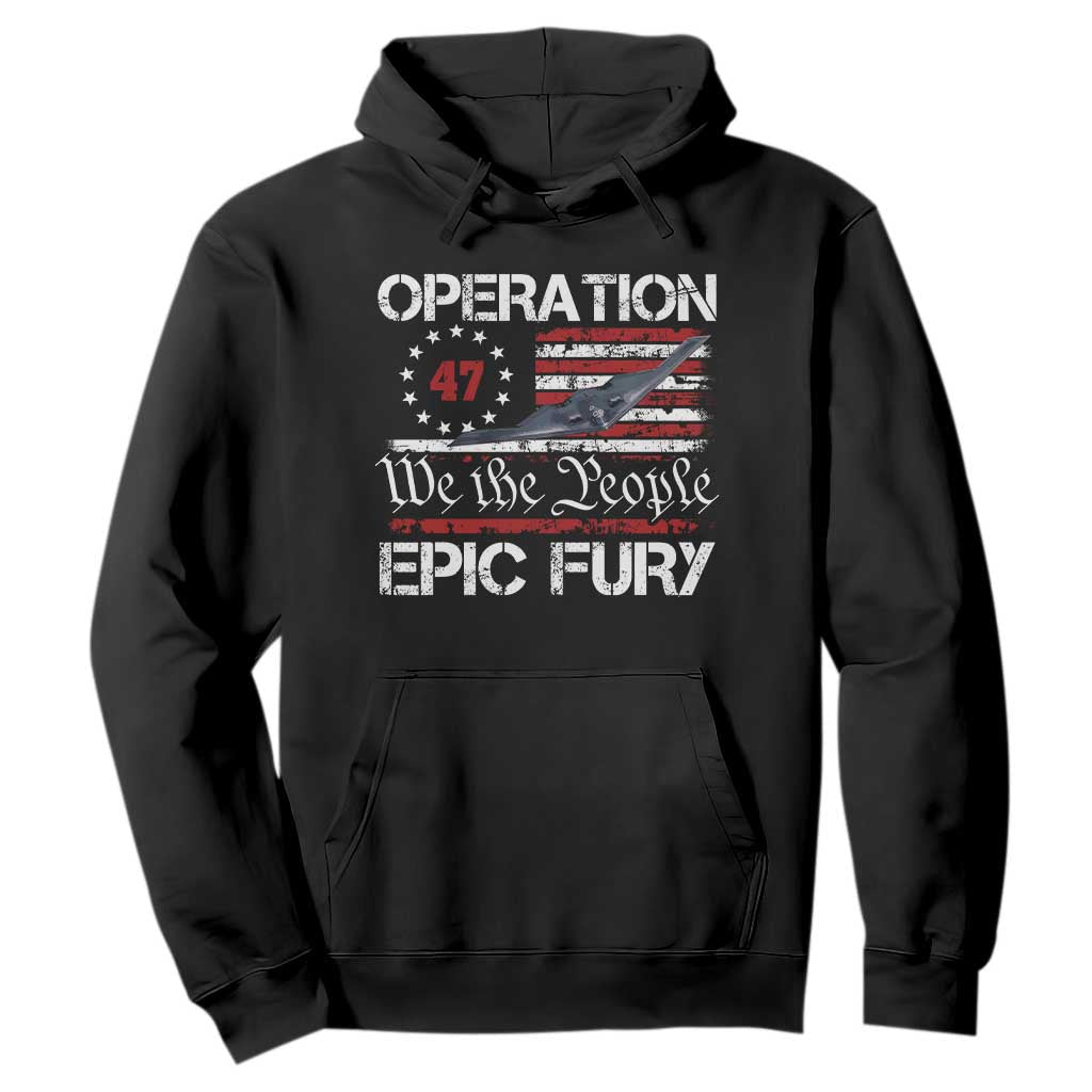 Operation Epic Fury Hoodie Military Bomber Stealth Jet Vintage American Flag TS11 Black Print Your Wear