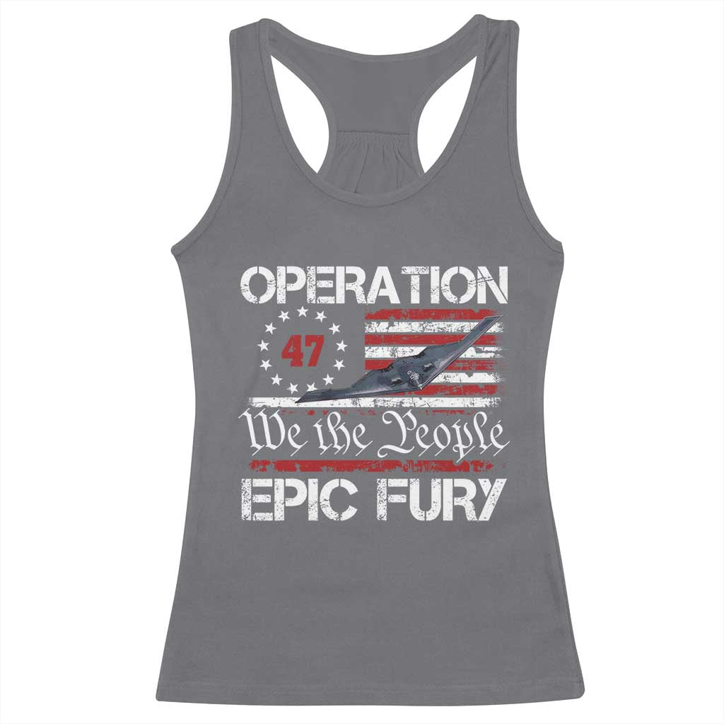 Operation Epic Fury Racerback Tank Top Military Bomber Stealth Jet Vintage American Flag TS11 Charcoal Print Your Wear