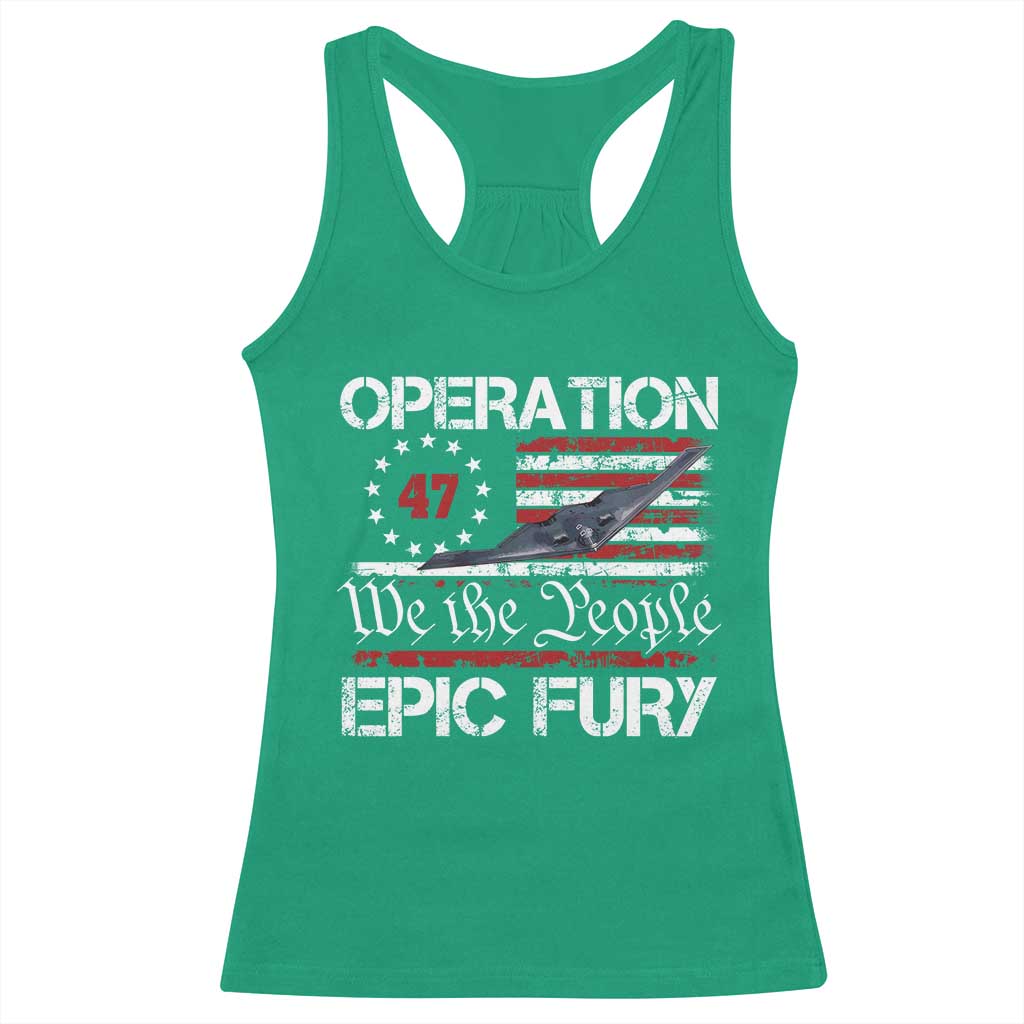 Operation Epic Fury Racerback Tank Top Military Bomber Stealth Jet Vintage American Flag TS11 Irish Green Print Your Wear