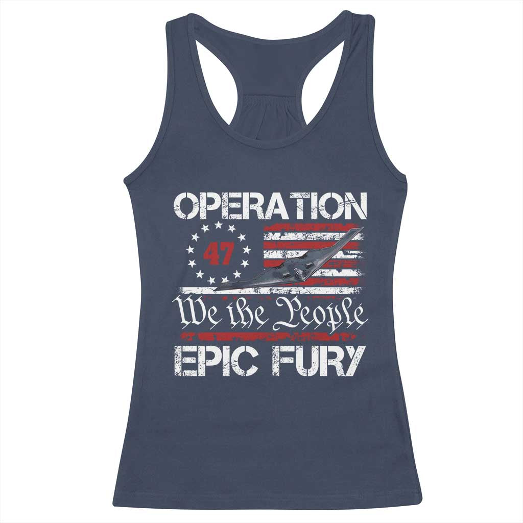 Operation Epic Fury Racerback Tank Top Military Bomber Stealth Jet Vintage American Flag TS11 Navy Print Your Wear
