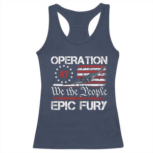 Operation Epic Fury Racerback Tank Top Military Bomber Stealth Jet Vintage American Flag TS11 Navy Print Your Wear