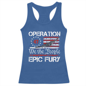 Operation Epic Fury Racerback Tank Top Military Bomber Stealth Jet Vintage American Flag TS11 Royal Blue Print Your Wear