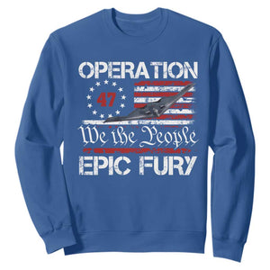Operation Epic Fury Sweatshirt Military Bomber Stealth Jet Vintage American Flag TS11 Royal Blue Print Your Wear