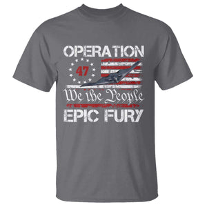 Operation Epic Fury T Shirt Military Bomber Stealth Jet Vintage American Flag TS11 Charcoal Print Your Wear