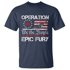 Operation Epic Fury T Shirt Military Bomber Stealth Jet Vintage American Flag TS11 Navy Print Your Wear
