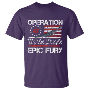 Operation Epic Fury T Shirt Military Bomber Stealth Jet Vintage American Flag TS11 Purple Print Your Wear