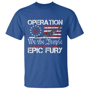 Operation Epic Fury T Shirt Military Bomber Stealth Jet Vintage American Flag TS11 Royal Blue Print Your Wear
