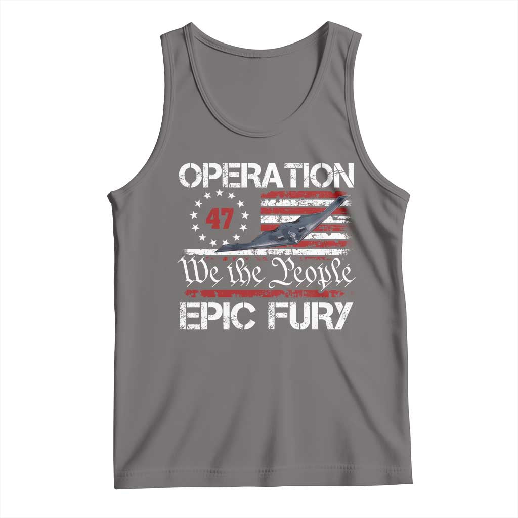 Operation Epic Fury Tank Top Military Bomber Stealth Jet Vintage American Flag TS11 Deep Heather Print Your Wear