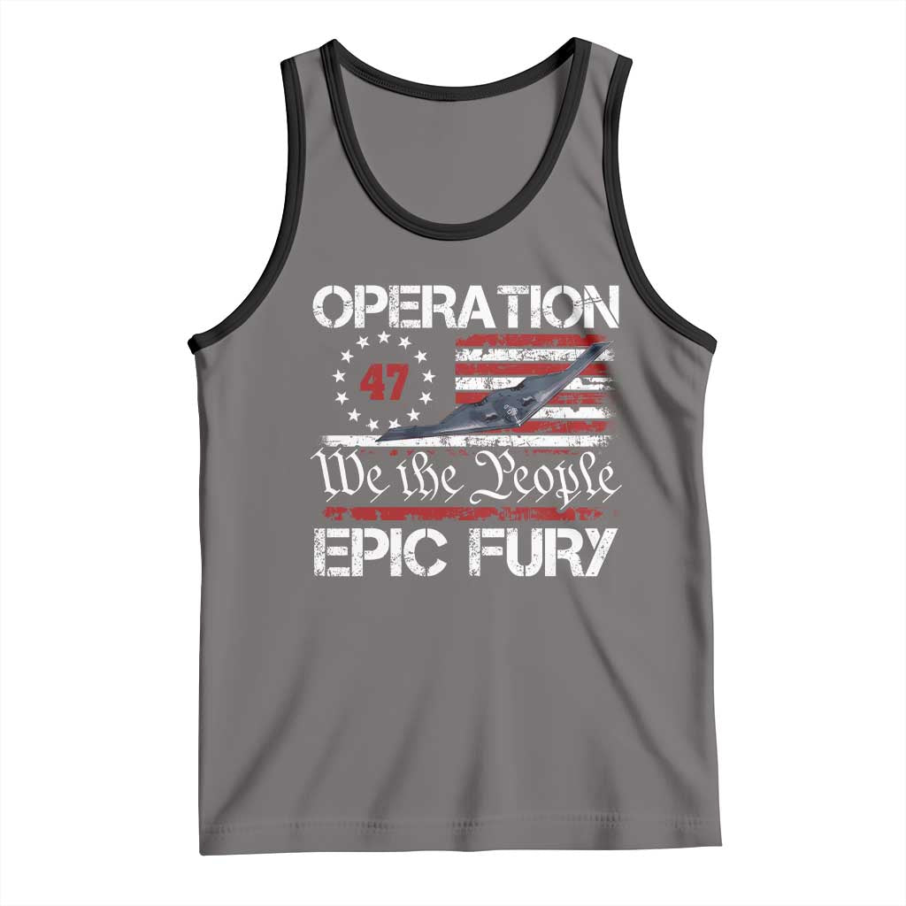Operation Epic Fury Tank Top Military Bomber Stealth Jet Vintage American Flag TS11 Deep Heather Black Print Your Wear