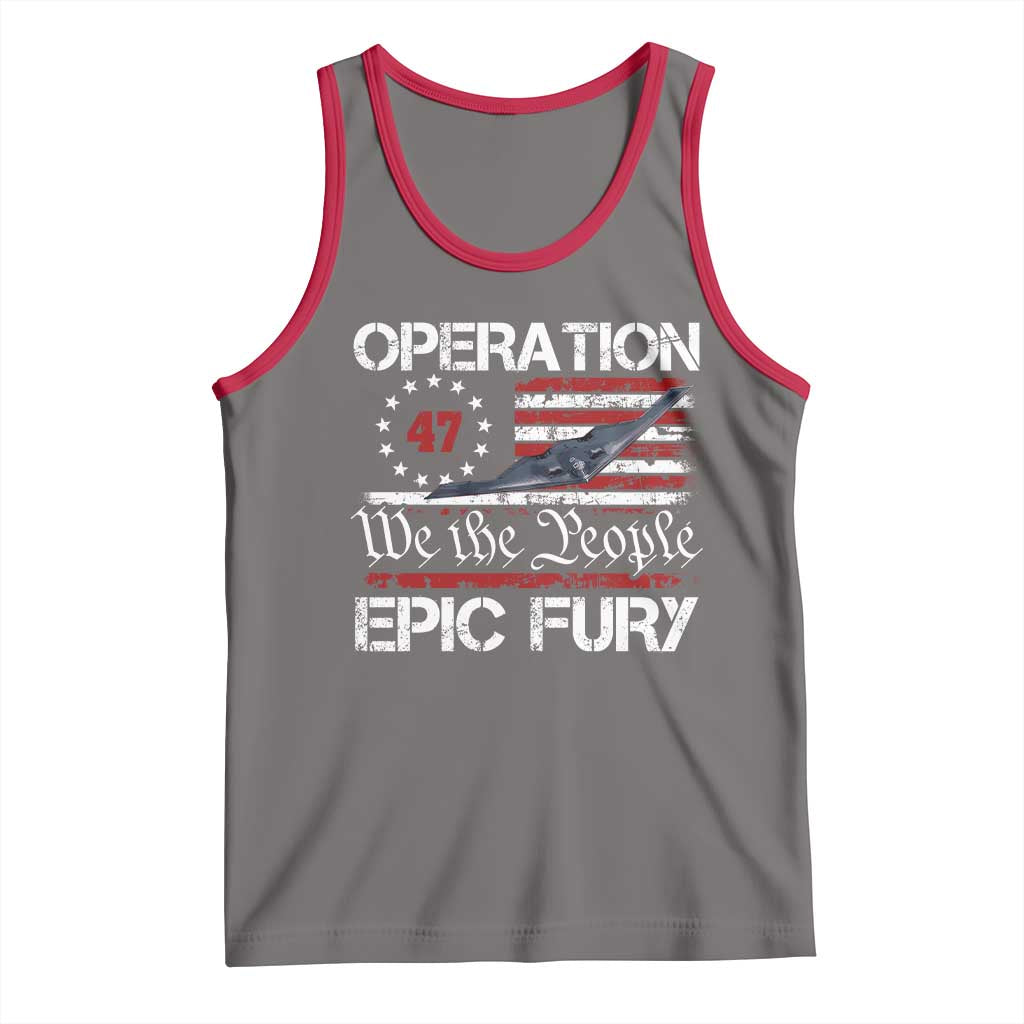 Operation Epic Fury Tank Top Military Bomber Stealth Jet Vintage American Flag TS11 Deep Heather Red Print Your Wear