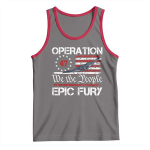 Operation Epic Fury Tank Top Military Bomber Stealth Jet Vintage American Flag TS11 Deep Heather Red Print Your Wear