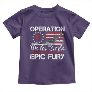 Operation Epic Fury Toddler T Shirt Military Bomber Stealth Jet Vintage American Flag TS11 Purple Print Your Wear