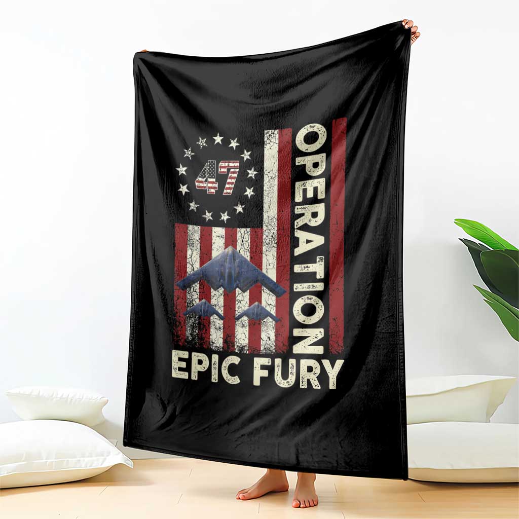 Operation Epic Fury Throw Blanket Military Tactical Warfare Stealth Jet American Flag TS11 Print Your Wear