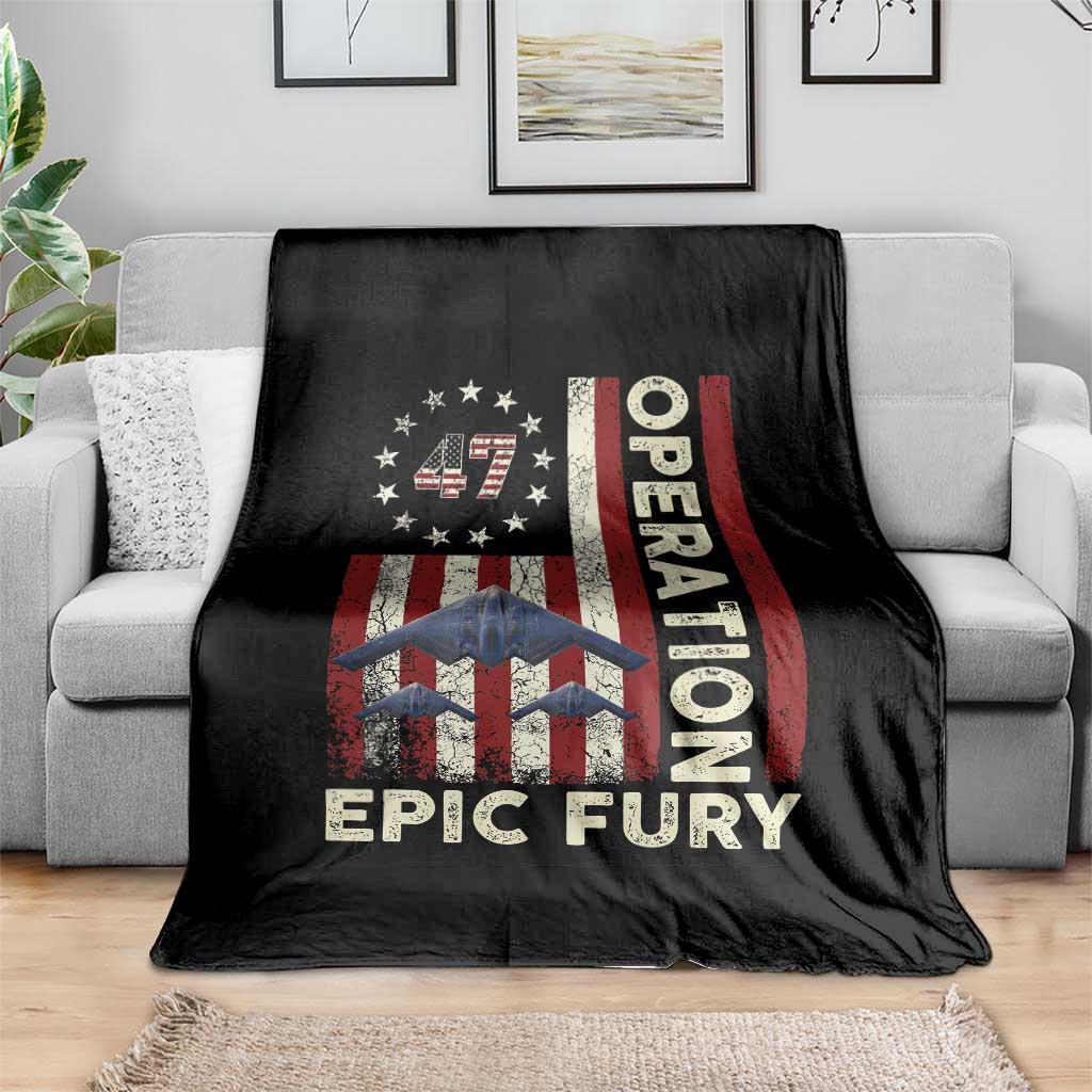 Operation Epic Fury Throw Blanket Military Tactical Warfare Stealth Jet American Flag TS11 Print Your Wear