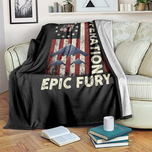 Operation Epic Fury Throw Blanket Military Tactical Warfare Stealth Jet American Flag TS11 Print Your Wear