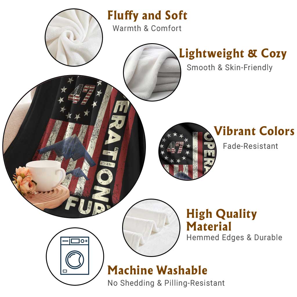 Operation Epic Fury Throw Blanket Military Tactical Warfare Stealth Jet American Flag TS11 Print Your Wear