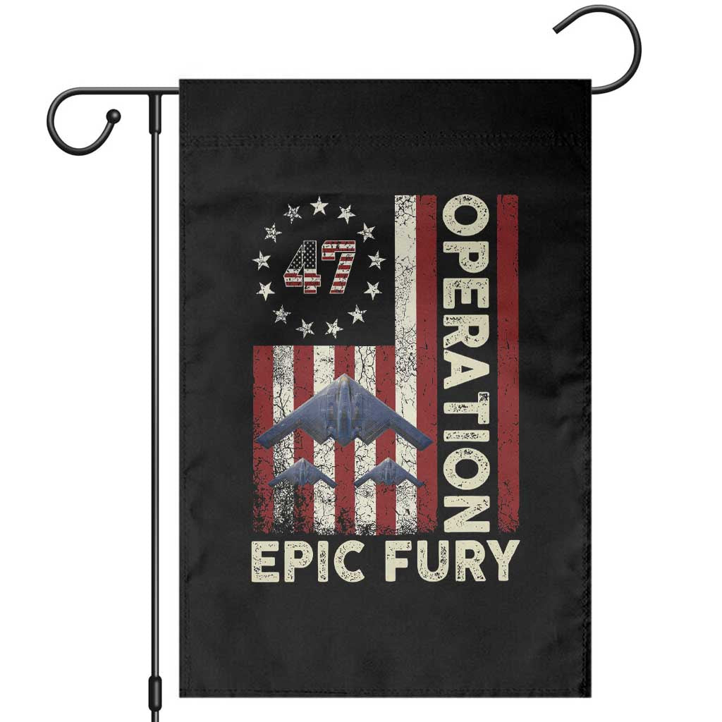 Operation Epic Fury Garden Flag Military Tactical Warfare Stealth Jet American Flag TS11 Black Print Your Wear