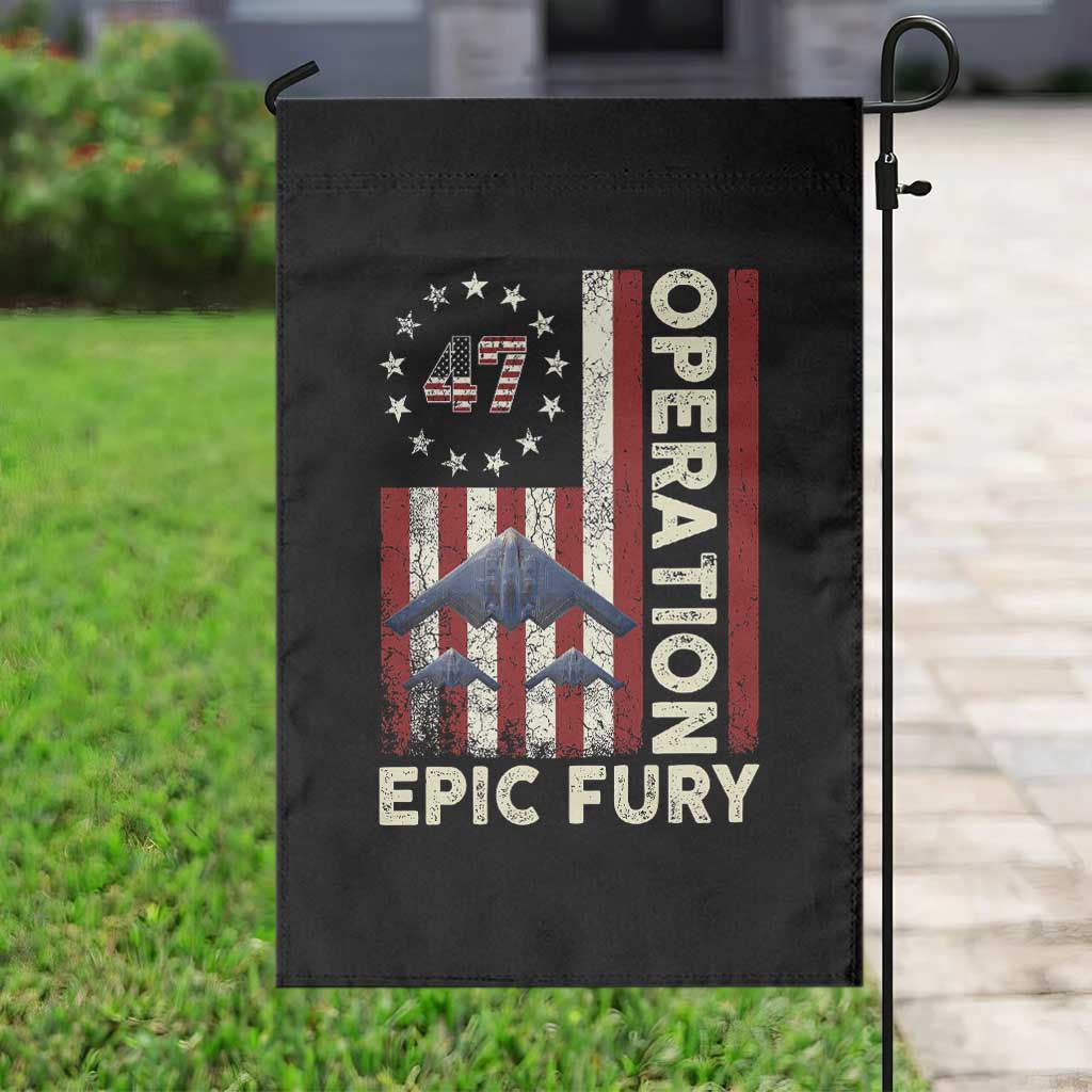 Operation Epic Fury Garden Flag Military Tactical Warfare Stealth Jet American Flag TS11 Print Your Wear