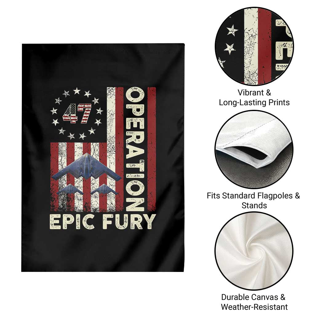Operation Epic Fury Garden Flag Military Tactical Warfare Stealth Jet American Flag TS11 Print Your Wear