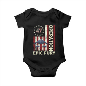 Operation Epic Fury Baby Onesie Military Tactical Warfare Stealth Jet American Flag TS11 Black Print Your Wear