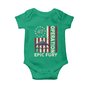Operation Epic Fury Baby Onesie Military Tactical Warfare Stealth Jet American Flag TS11 Irish Green Print Your Wear