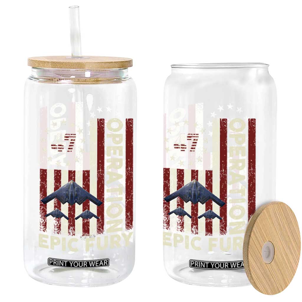 Operation Epic Fury Glass Can Military Tactical Warfare Stealth Jet American Flag TS11 Print Your Wear