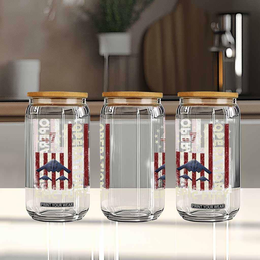 Operation Epic Fury Glass Can Military Tactical Warfare Stealth Jet American Flag TS11 Print Your Wear