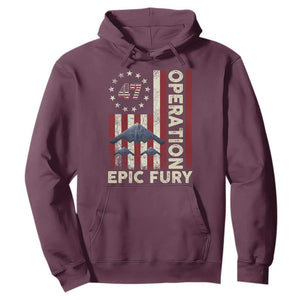 Operation Epic Fury Hoodie Military Tactical Warfare Stealth Jet American Flag TS11 Maroon Print Your Wear
